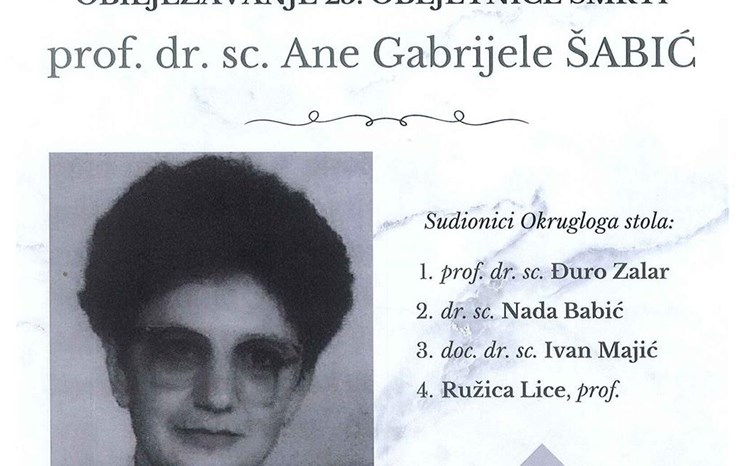 Okrugli stol povodom 25. obljetnice smrti Ane Gabrijele Šabić